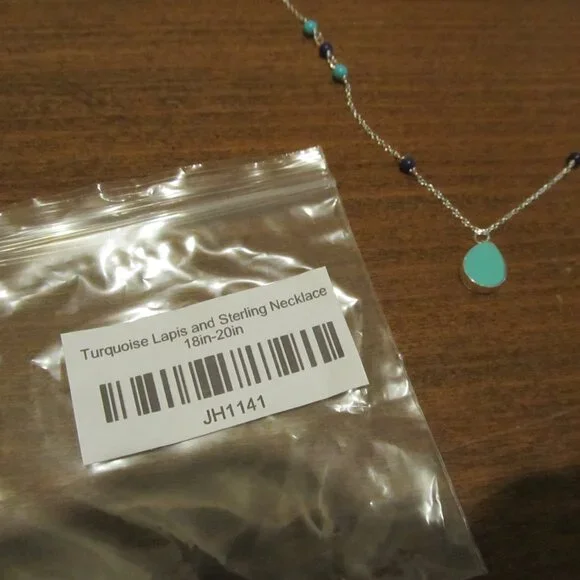 Turquiose and Blue Lapiz-Colored Sterling Silver Necklace - Picture 15 of 15